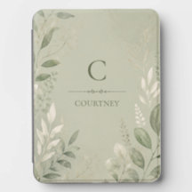 Kindle Cover • Soft Green Botanical Personalised