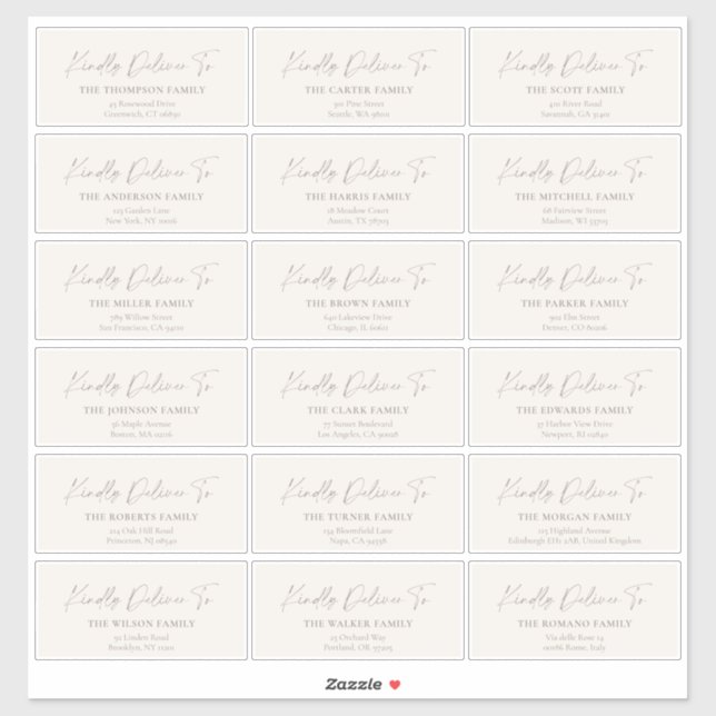 Kindly Deliver To Guest address stickers (Sheet)