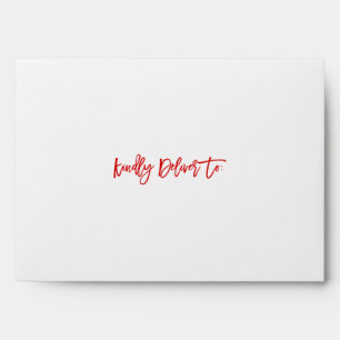 Kindly Deliver To, Printed Return Address, Red Envelope