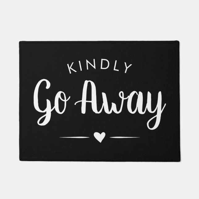 Kindly Go Away Calligraphy - Introvert Funny Doormat (Front)