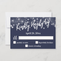 Kindly Reply by Typography Sparkling Lights Navy