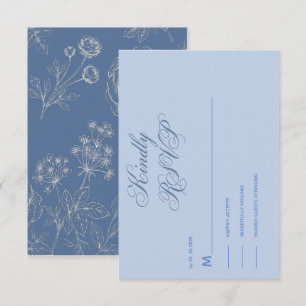 kindly reply dusty blue vintage response card