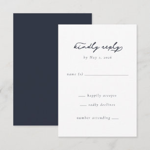 Kindly Reply Elegant Black Minimalist RSVP Card