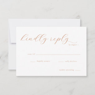 Kindly Reply Elegant Gold Minimalist RSVP Card
