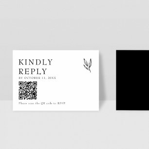 Kindly Reply Elegant Minimalist Wedding QR Code RSVP Card