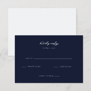Kindly Reply Elegant Navy Blue Formal RSVP Card