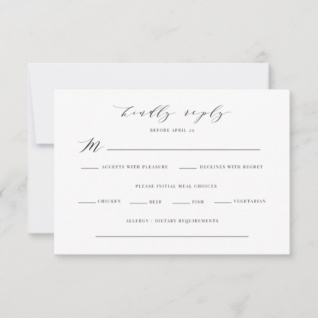 Kindly Reply Enclosure Card Wedding Meal Choice (Front)