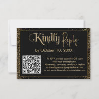 Kindly Reply Festive Confetti QR Code on Black
