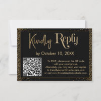 Kindly Reply Festive Confetti QR Code on Black