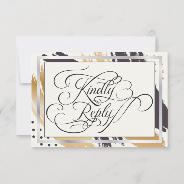 Kindly Reply | Modern Paint Strokes and Typography RSVP Card (Front)