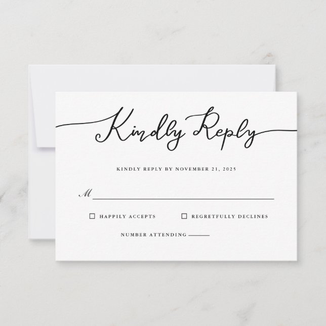 Kindly Reply RSVP Handwritten Script Card (Front)
