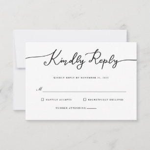 Kindly Reply RSVP Handwritten Script Card