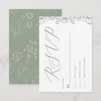 kindly reply sage green floral response card