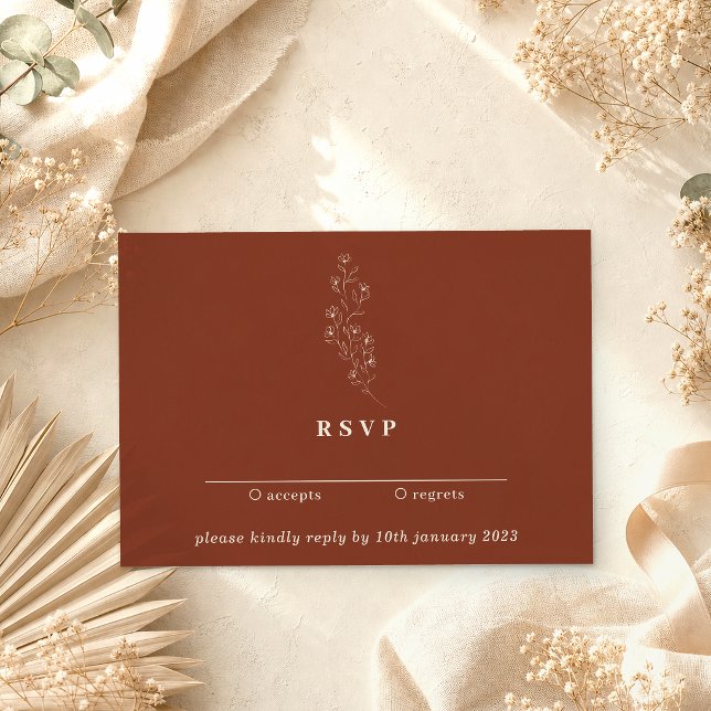 Kindly Reply Terracotta Floral Simple Elegant Invitation (Creator Uploaded)