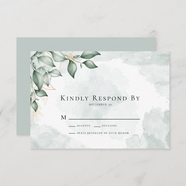 Kindly Respond Eucalyptus Greenery Wedding  RSVP C (Front/Back)