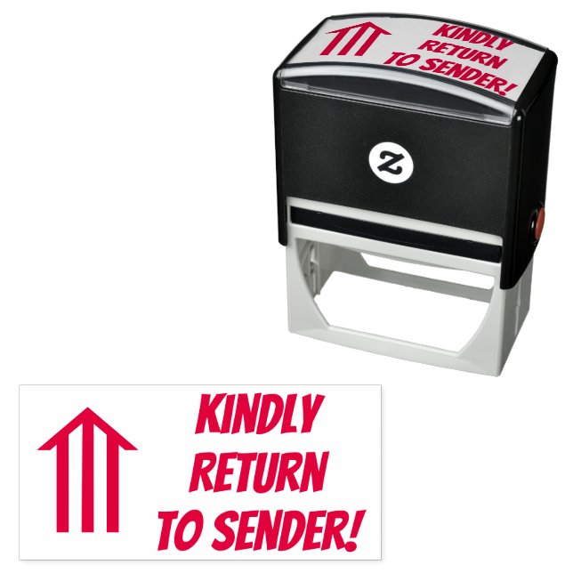 "Kindly Return to Sender!" + Arrow Rubber Stamp (In Situ)