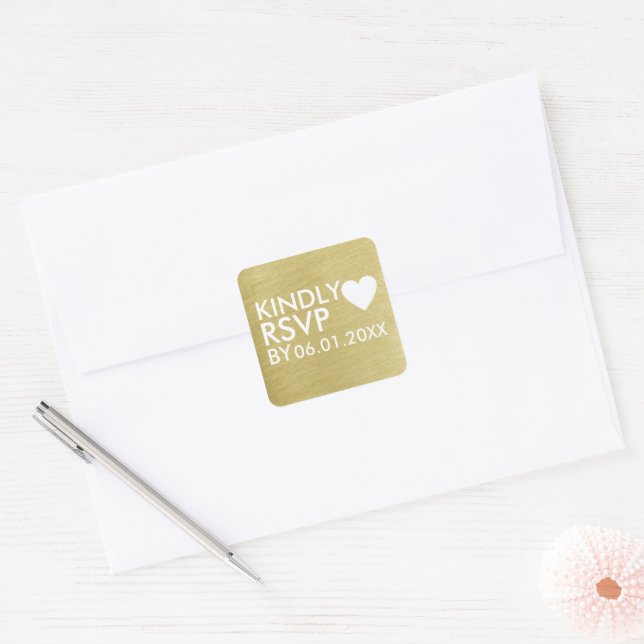 Kindly RSVP Wedding  Square Sticker (Envelope)