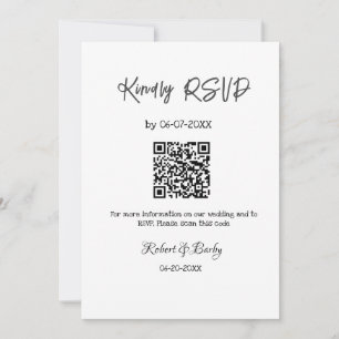 kindly wedding RSVP scan QR code simple modern Invitation
