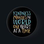 Kindness Change The World Inspirational Quote 6 Cm Round Badge<br><div class="desc">Kindness changes the world one heart at a time. Inspirational and motivational quote design for those who stand up for equality, choose love over hate and hope for a better world. Inspiring positive saying merchandise for anti-racism and anti-bullying. Uplift and inspire people to be positive, be kind, brave and have...</div>