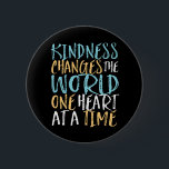 Kindness Change The World Inspirational Quote 6 Cm Round Badge<br><div class="desc">Kindness changes the world one heart at a time. Inspirational and motivational quote design for those who stand up for equality, choose love over hate and hope for a better world. Inspiring positive saying merchandise for anti-racism and anti-bullying. Uplift and inspire people to be positive, be kind, brave and have...</div>