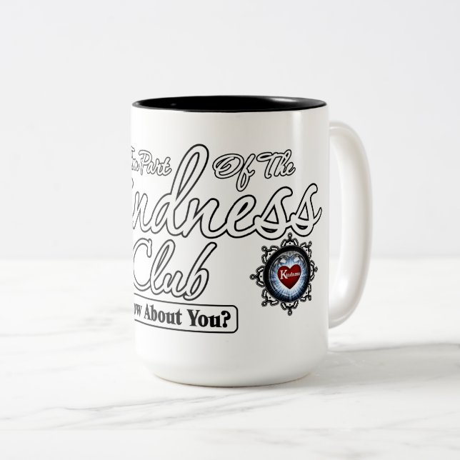 Kindness Club Two-Tone Coffee Mug (Front Right)