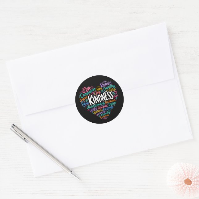 Kindness compassion empathy and respect classic round sticker (Envelope)