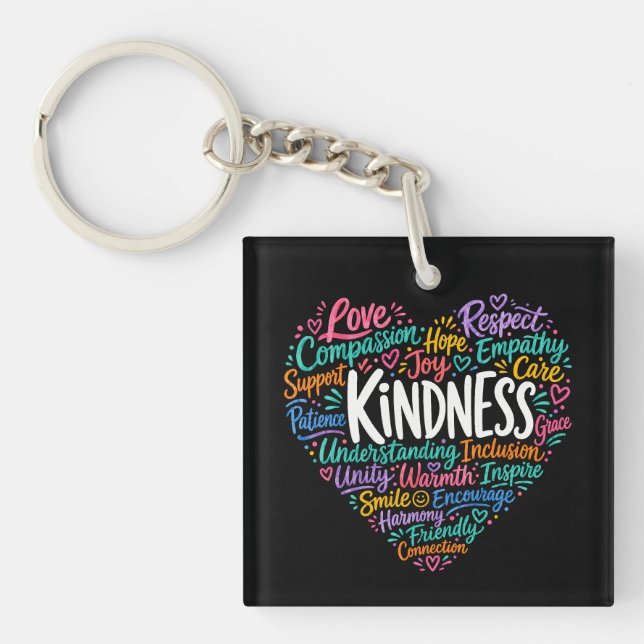 Kindness compassion empathy and respect key ring (Front)