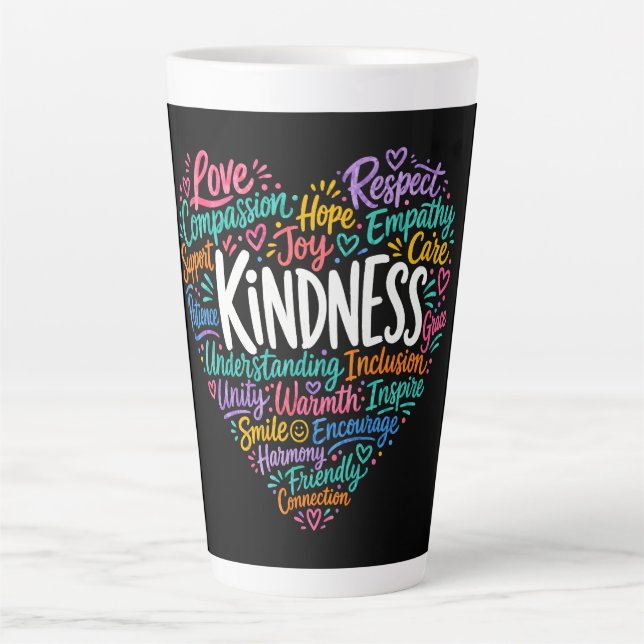 Kindness compassion empathy and respect latte mug (Front)