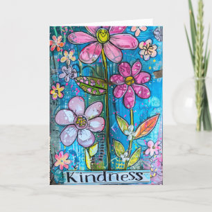 *~**~ KINDNESS Doodle Colourful Whimsical Flower Thank You Card