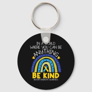 Kindness - Down Syndrome Awareness Blue Yellow Rib Key Ring