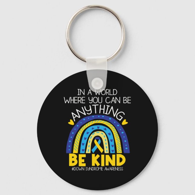 Kindness - Down Syndrome Awareness Blue Yellow Rib Key Ring (Front)