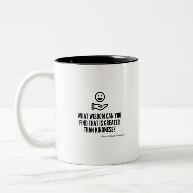 Kindness greater than wisdom Two-Tone coffee mug (Left)