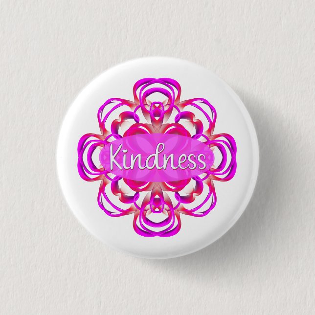 Kindness in Pink Mandala 3 Cm Round Badge (Front)