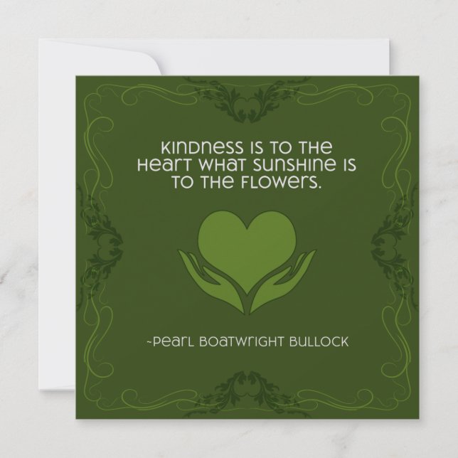Kindness Inspirational Note Card in Green (Front)