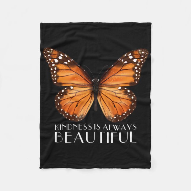 Kindness Is Always Beautiful Monarch Butterfly Gif Fleece Blanket (Front)