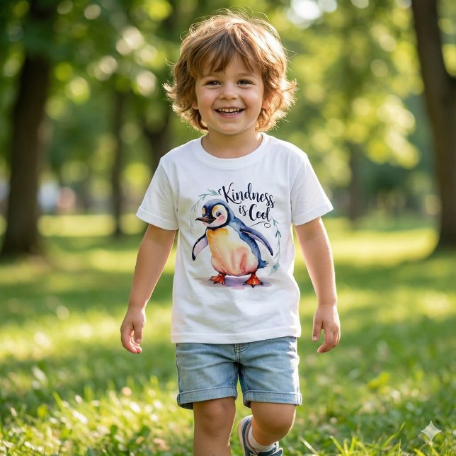 Kindness Is Cool Penguin T-Shirt  (Spread kindness with this adorable penguin, "Kindness is cool" t-shirt! )