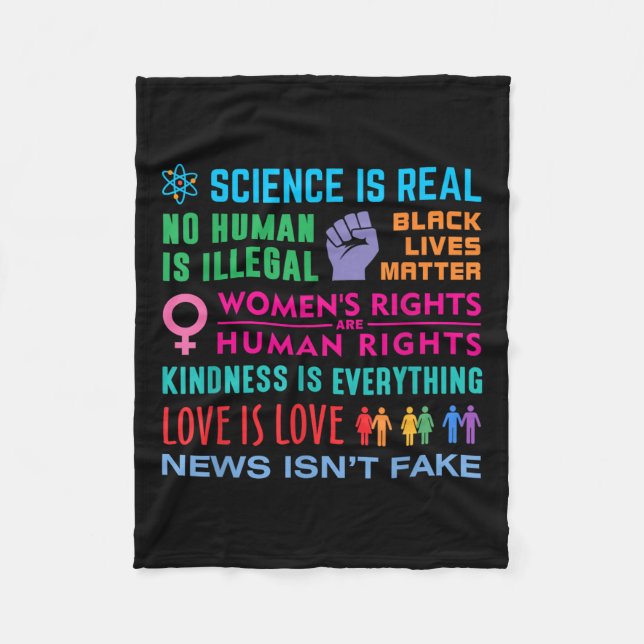 Kindness Is Everything, Black Lives , Science Is Fleece Blanket (Front)