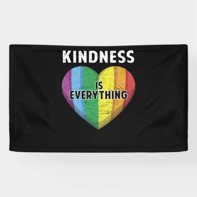 Kindness Is Everything LGBT Rainbow Flag Heart Banner (Horizontal)
