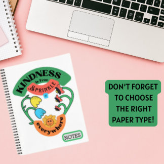 KINDNESS IS FREE AFFIRMATION RETRO STYLE NOTEBOOK
