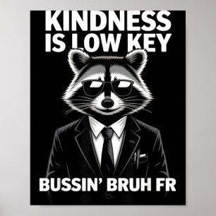 Kindness Is Low Key Bussin' Bruh Fr Raccoon Cool F Poster