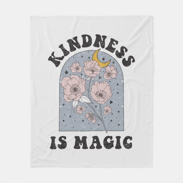 Kindness is Magic Vintage Flowers Fleece Blanket (Front)