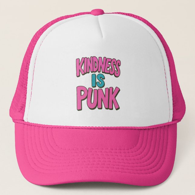 Kindness is Punk Be Kind Retro Kindness Teachers   Trucker Hat (Front)