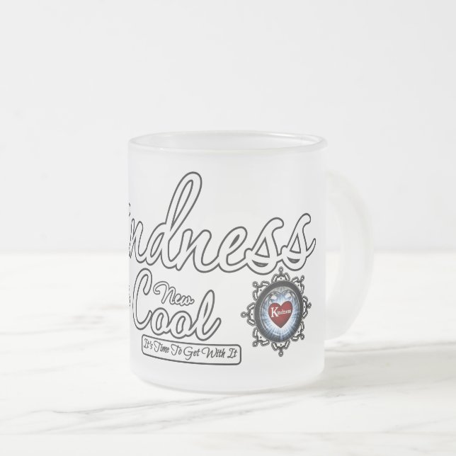 Kindness Is The New Cool Frosted Glass Coffee Mug (Front Right)