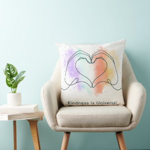 Kindness Is Universal Pride Heart Design Cushion
