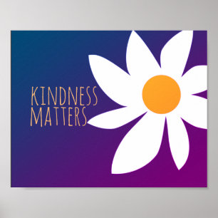 kindness matters cute flower art blue and purple poster