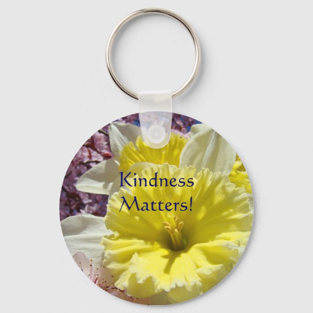 Kindness Matters! key chain Yellow Daffodil Flower (Front)