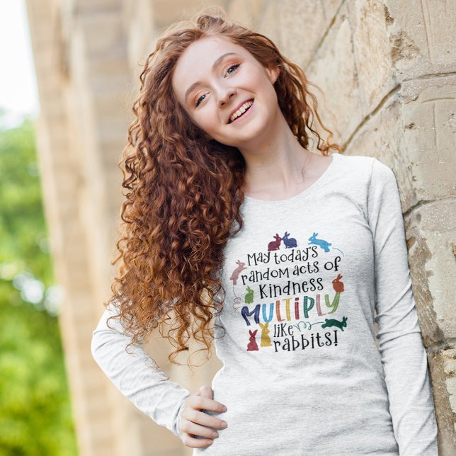 Kindness Motivational Rabbit Quote Ash Long   T-Shirt (Creator Uploaded)