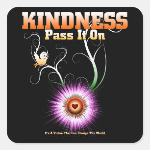 KINDNESS - Pass It On Starburst Heart Square Sticker