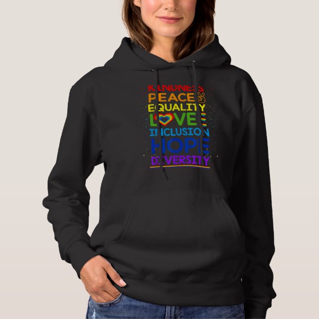 Kindness Peace Equality Inclusion Diversity Human  Hoodie (Front)