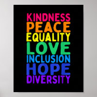 Kindness Peace Equality Inclusion Diversity Human